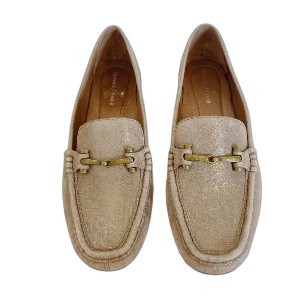 Donald J. Pliner Filo Tan Champagne Metallic Horsebit Loafers Women's Size 10 - Picture 7 of 8